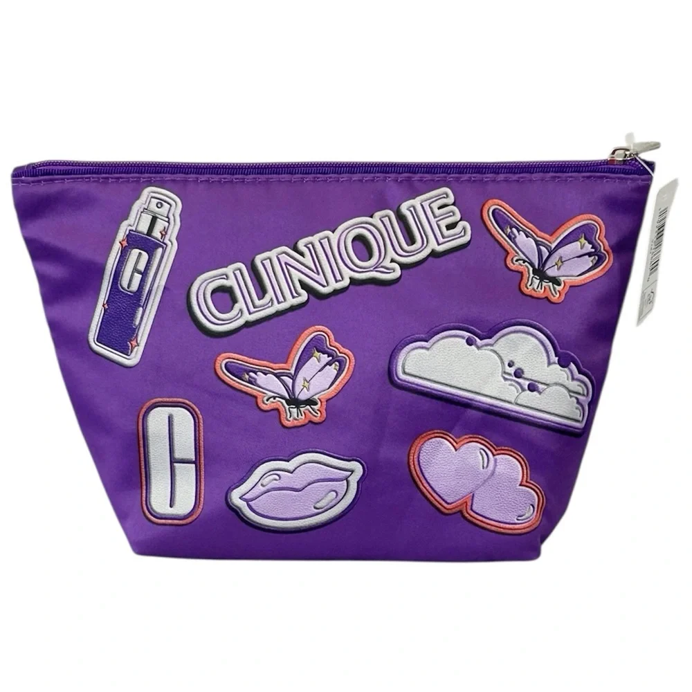 Clinique Purple & White Playful Graphic Cosmetics Bag
